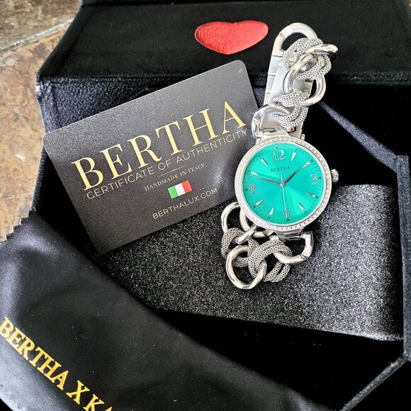 Bertha Women's Chain-Link Emerald Dial Watch - Picture 2 of 6